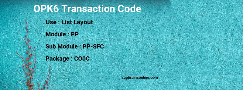 SAP OPK6 transaction code