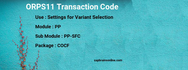 SAP ORPS11 transaction code