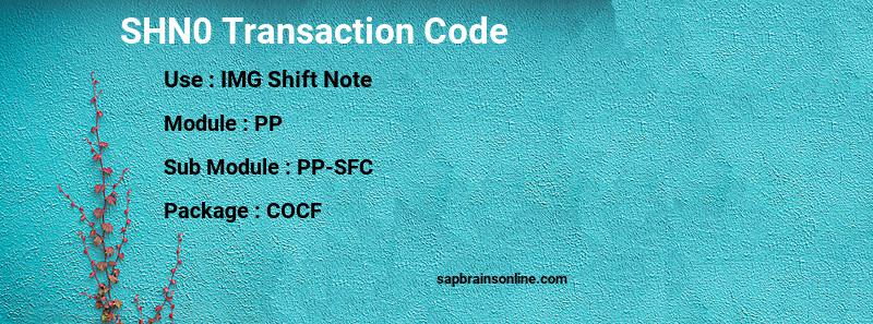 SAP SHN0 transaction code