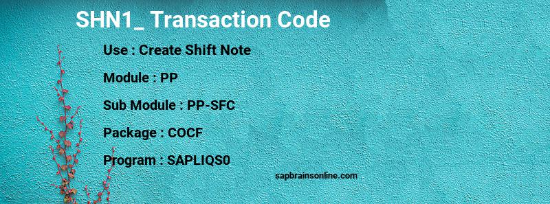 SAP SHN1_ transaction code