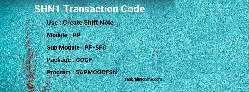 SAP SHN1 transaction code