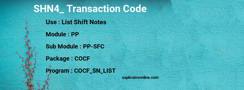 SAP SHN4_ transaction code