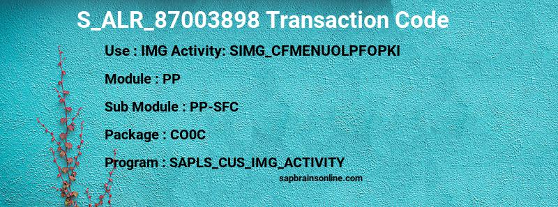 SAP S_ALR_87003898 transaction code