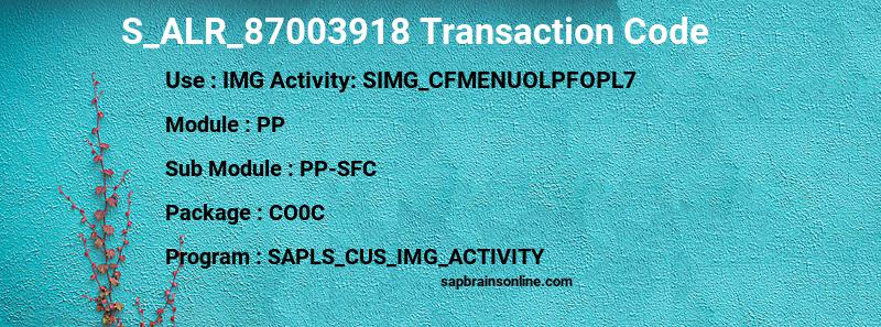 SAP S_ALR_87003918 transaction code