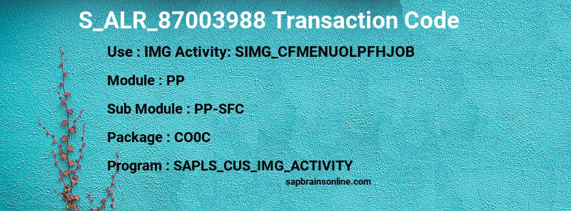 SAP S_ALR_87003988 transaction code