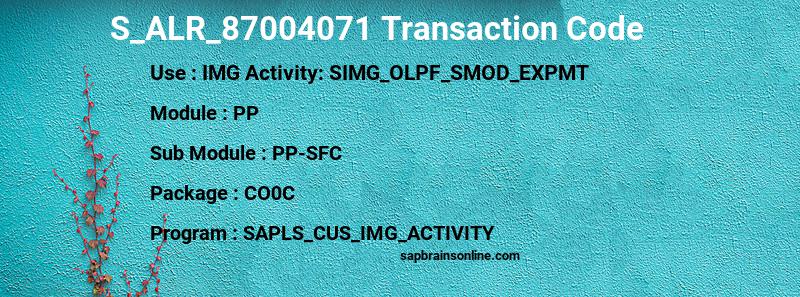 SAP S_ALR_87004071 transaction code