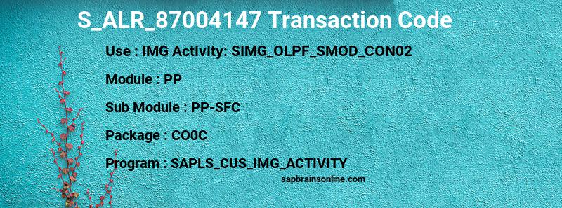 SAP S_ALR_87004147 transaction code