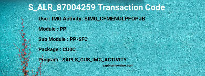 SAP S_ALR_87004259 transaction code