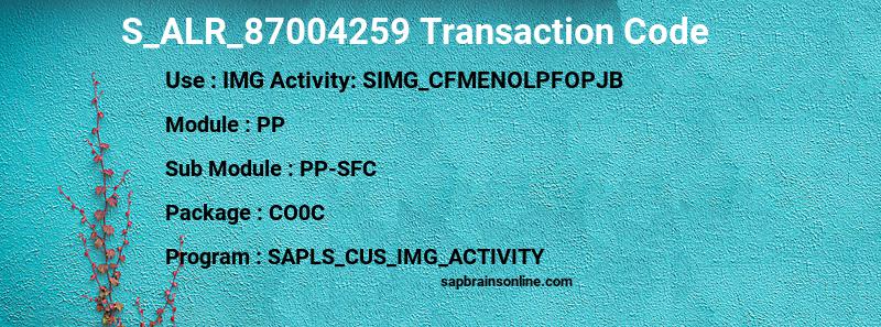 SAP S_ALR_87004259 transaction code