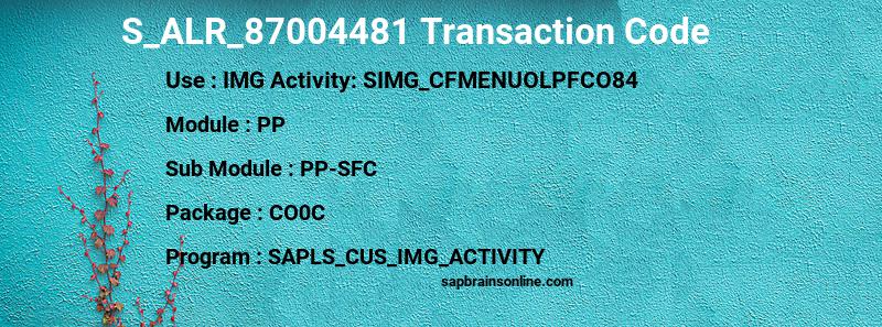 SAP S_ALR_87004481 transaction code