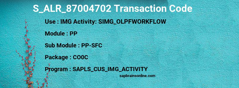 SAP S_ALR_87004702 transaction code