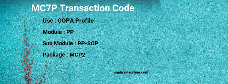 SAP MC7P transaction code