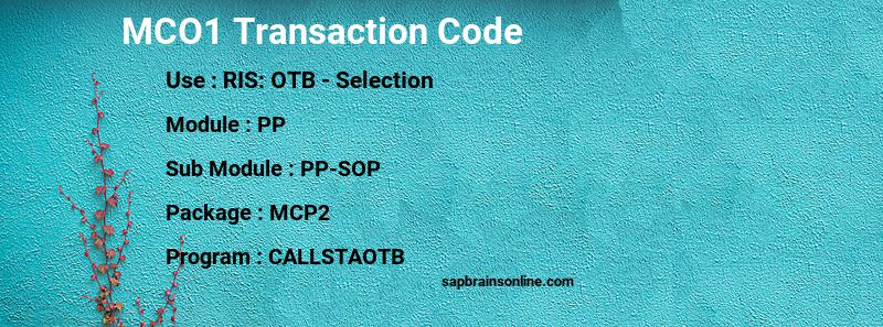 SAP MCO1 transaction code