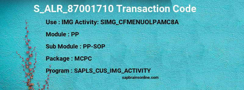 SAP S_ALR_87001710 transaction code