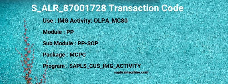 SAP S_ALR_87001728 transaction code