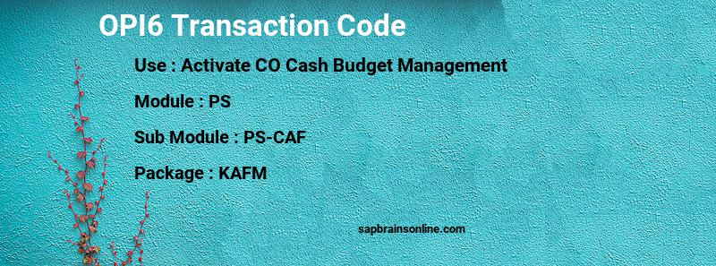 SAP OPI6 transaction code