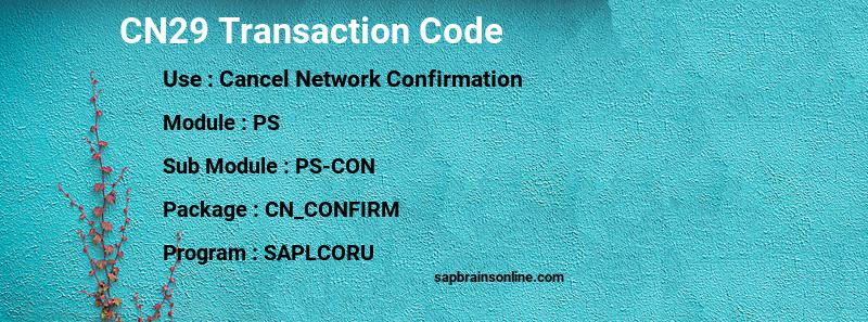 SAP CN29 transaction code