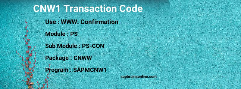 SAP CNW1 transaction code