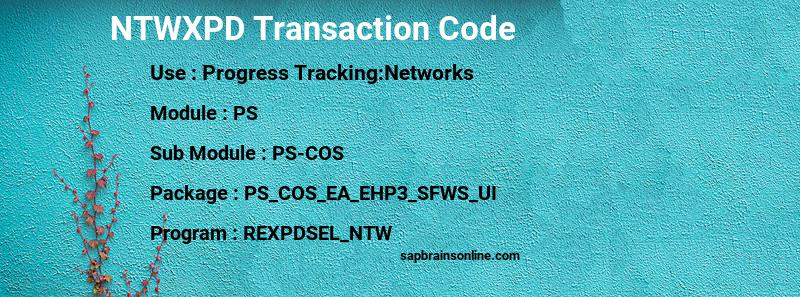 SAP NTWXPD transaction code