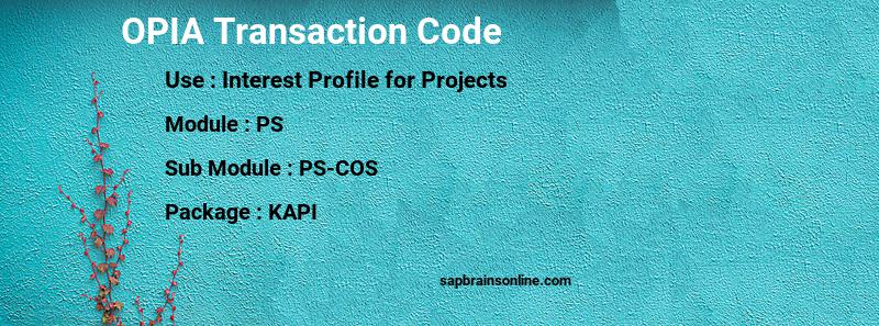 SAP OPIA transaction code