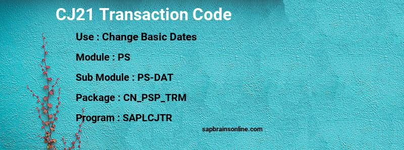 SAP CJ21 transaction code