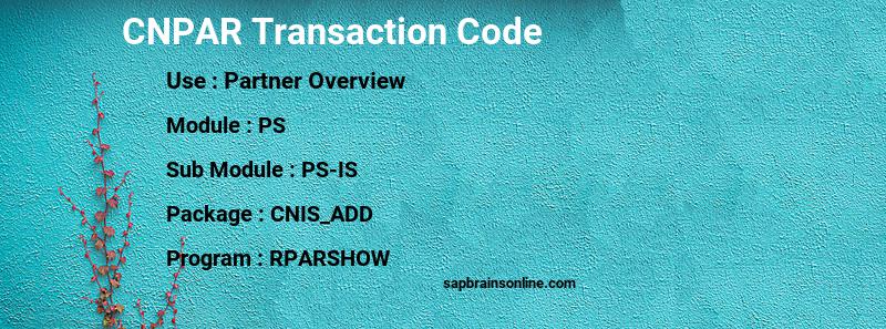 SAP CNPAR transaction code