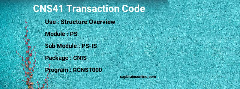 SAP CNS41 transaction code