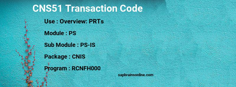 SAP CNS51 transaction code
