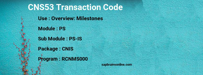 SAP CNS53 transaction code