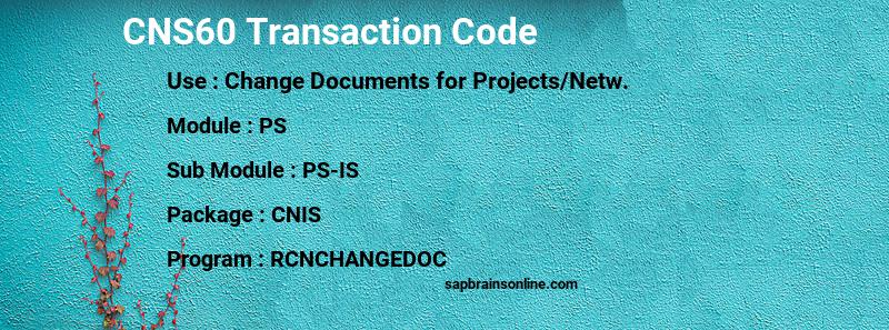 SAP CNS60 transaction code