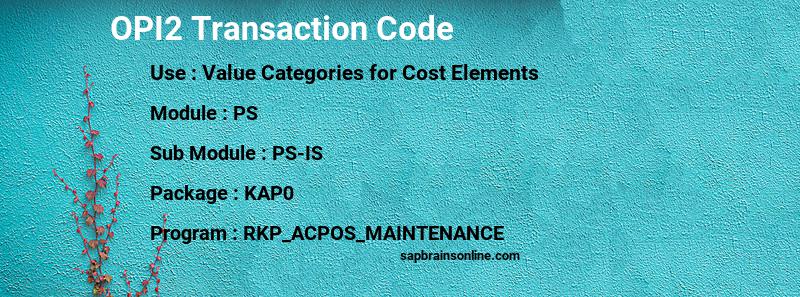 SAP OPI2 transaction code