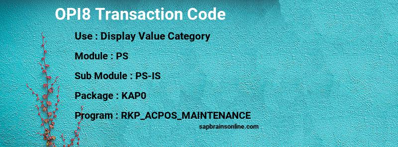 SAP OPI8 transaction code