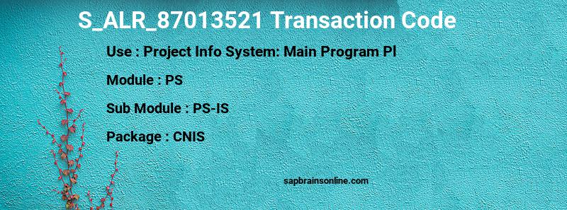 SAP S_ALR_87013521 transaction code