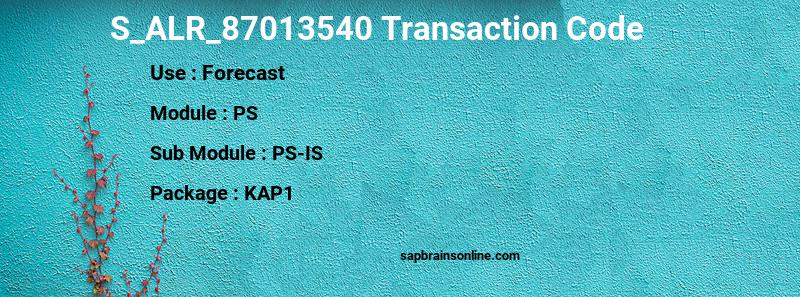 SAP S_ALR_87013540 transaction code