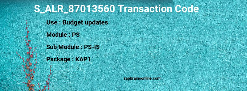SAP S_ALR_87013560 transaction code