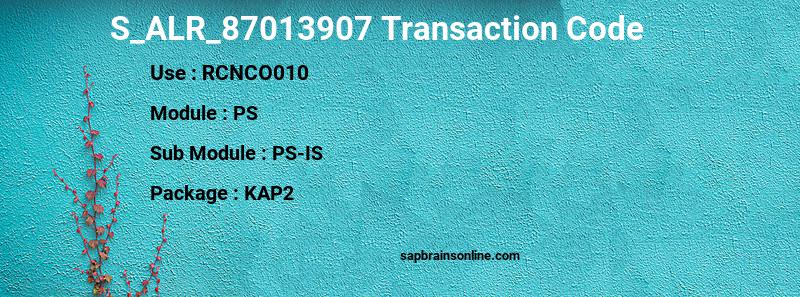 SAP S_ALR_87013907 transaction code