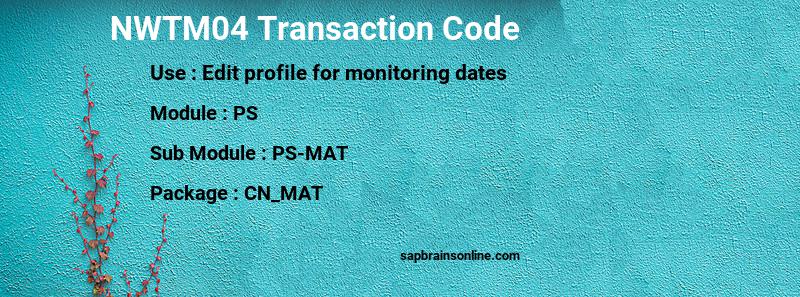 SAP NWTM04 transaction code