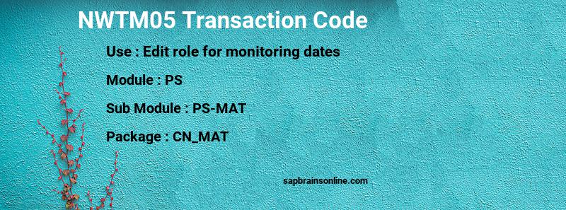 SAP NWTM05 transaction code