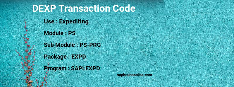 SAP DEXP transaction code