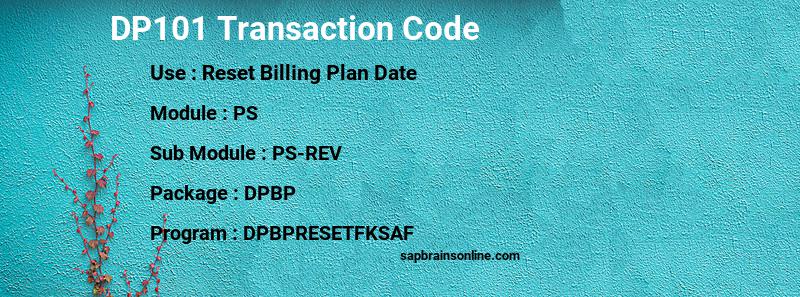 SAP DP101 transaction code