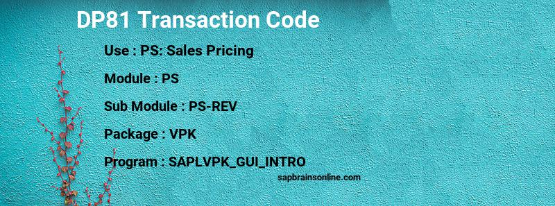 SAP DP81 transaction code
