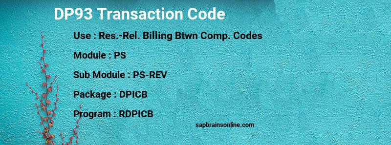 SAP DP93 transaction code