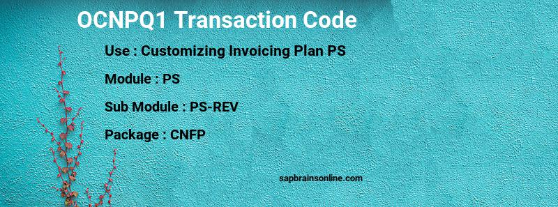 SAP OCNPQ1 transaction code