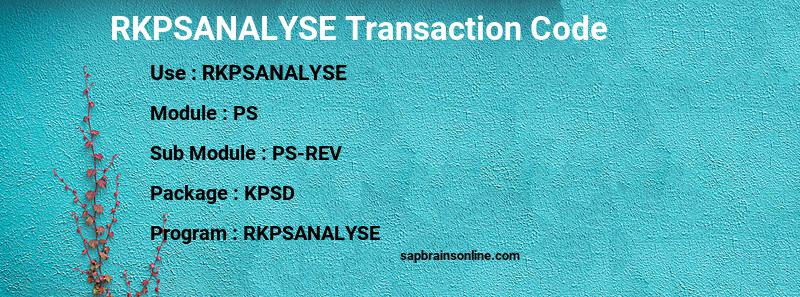 SAP RKPSANALYSE transaction code