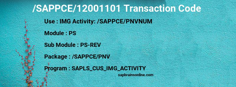 SAP /SAPPCE/12001101 transaction code