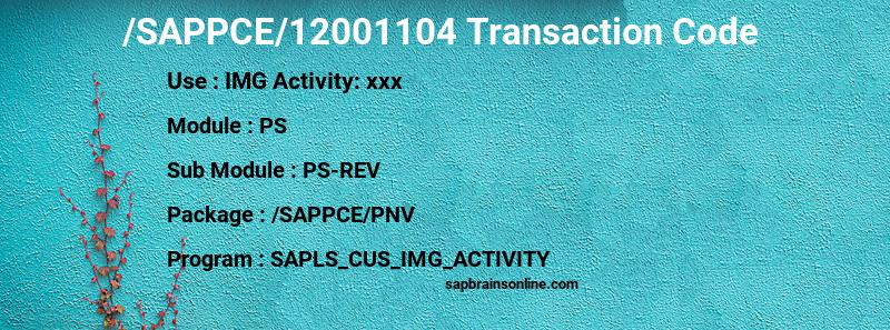 SAP /SAPPCE/12001104 transaction code