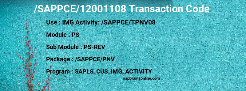 SAP /SAPPCE/12001108 transaction code