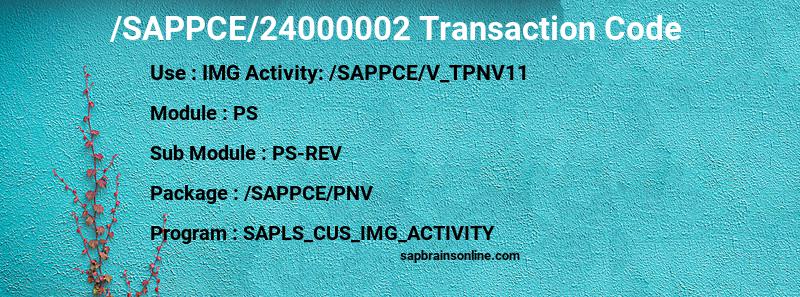 SAP /SAPPCE/24000002 transaction code