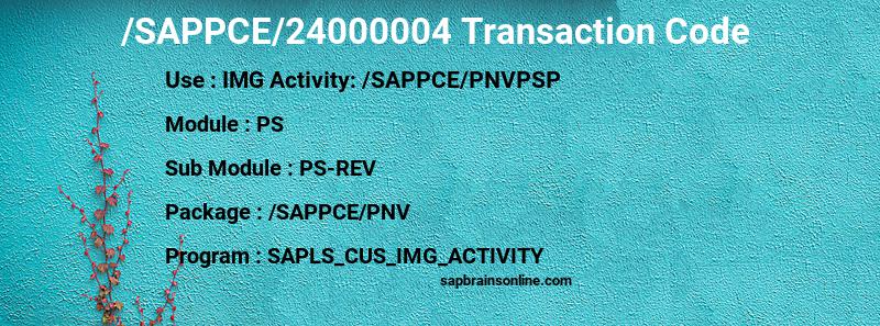 SAP /SAPPCE/24000004 transaction code