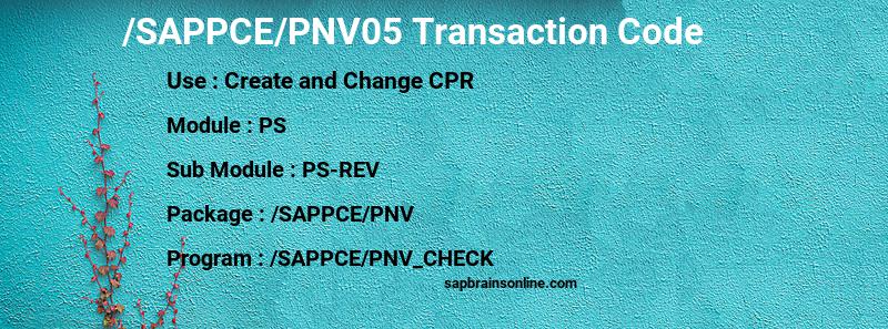 SAP /SAPPCE/PNV05 transaction code